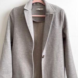 🧥Pea coat overcoat button front grey and white worn once. Dress up/down
